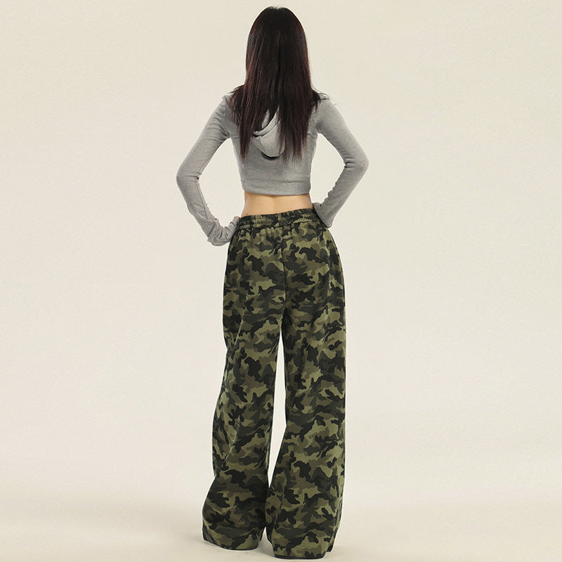 Women's Camouflage Pants Loose Fit Wide Leg Casual Trousers