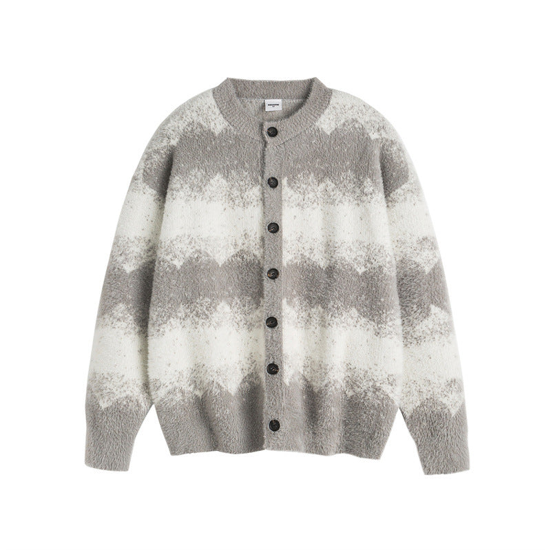 Gradient cardigan sweater men's and women's knitted sweater jacket