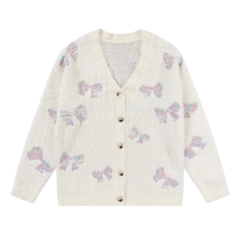 Butterfly jacquard casual cardigan sweater knitted sweater