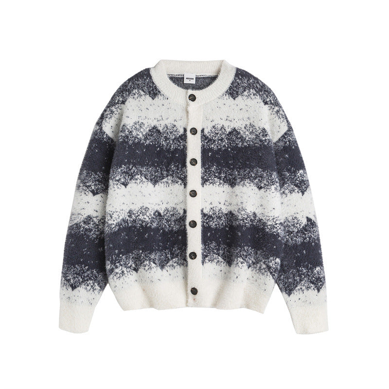 Gradient cardigan sweater men's and women's knitted sweater jacket