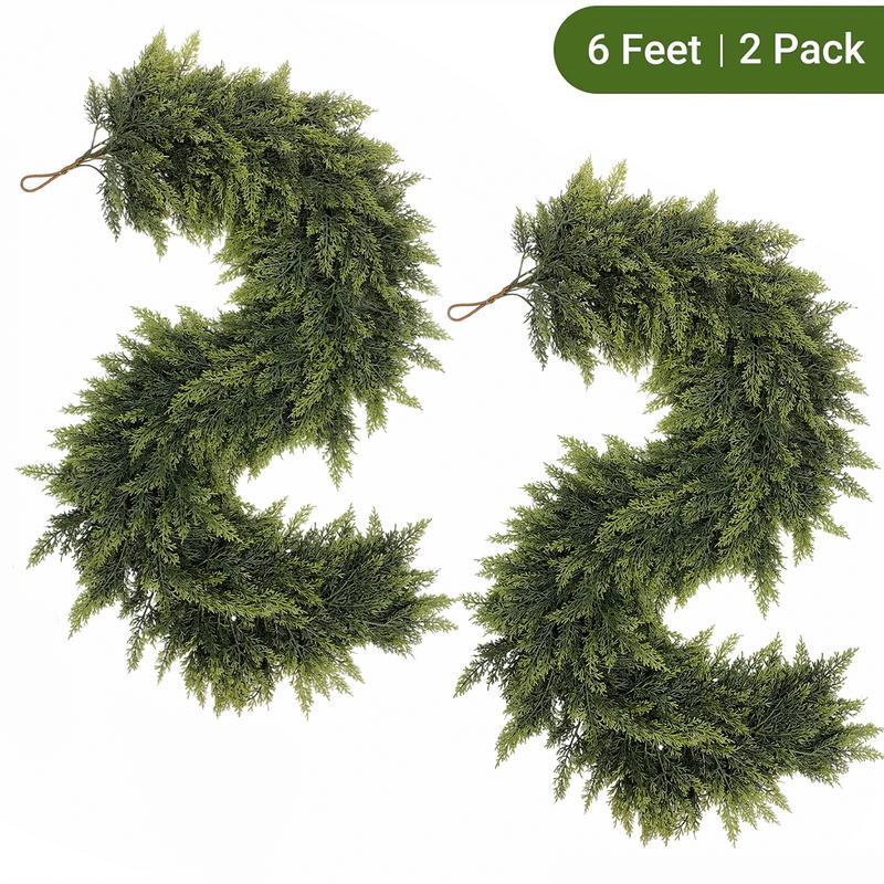 🎄 6FT Artificial Cedar Garland  – Lifelike Greenery for Indoor & Outdoor Xmas Decor（fb）