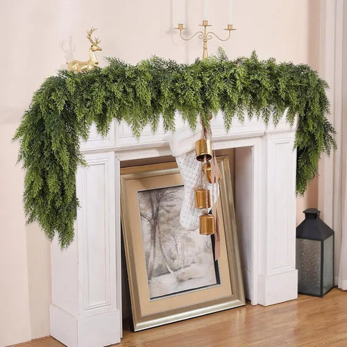🎄 6FT Artificial Cedar Garland  – Lifelike Greenery for Indoor & Outdoor Xmas Decor（fb）