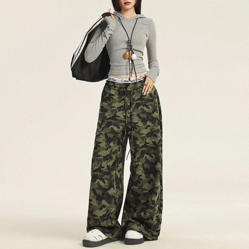 Women's Camouflage Pants Loose Fit Wide Leg Casual Trousers