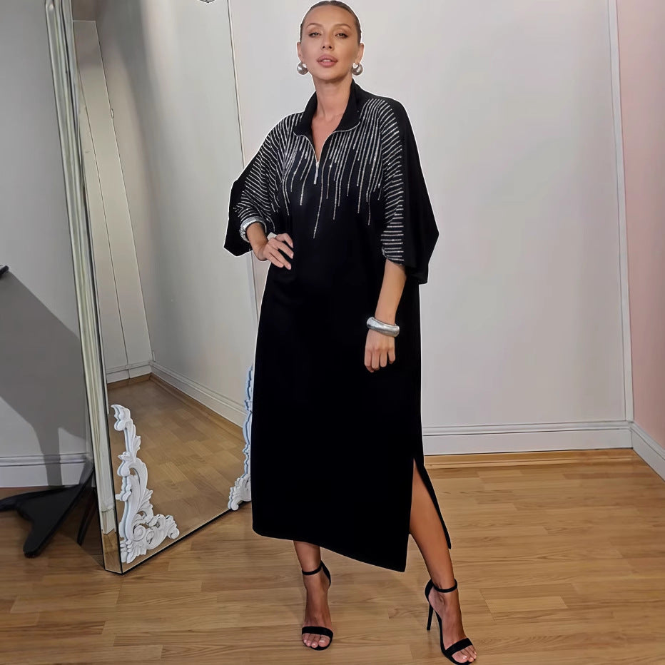 Printed loose fitting women's long sleeved dress