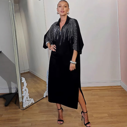 Printed loose fitting women's long sleeved dress