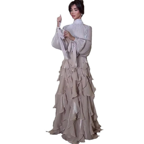 Elegant temperament ruffled slim fit dress