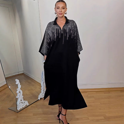 Printed loose fitting women's long sleeved dress