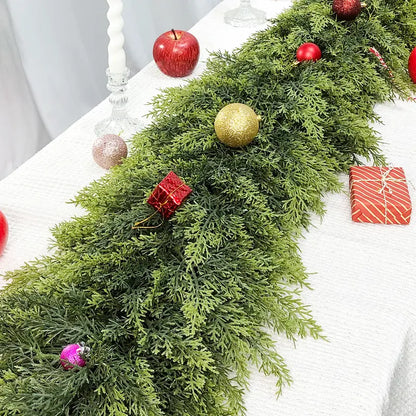 🎄 6FT Artificial Cedar Garland  – Lifelike Greenery for Indoor & Outdoor Xmas Decor（fb）