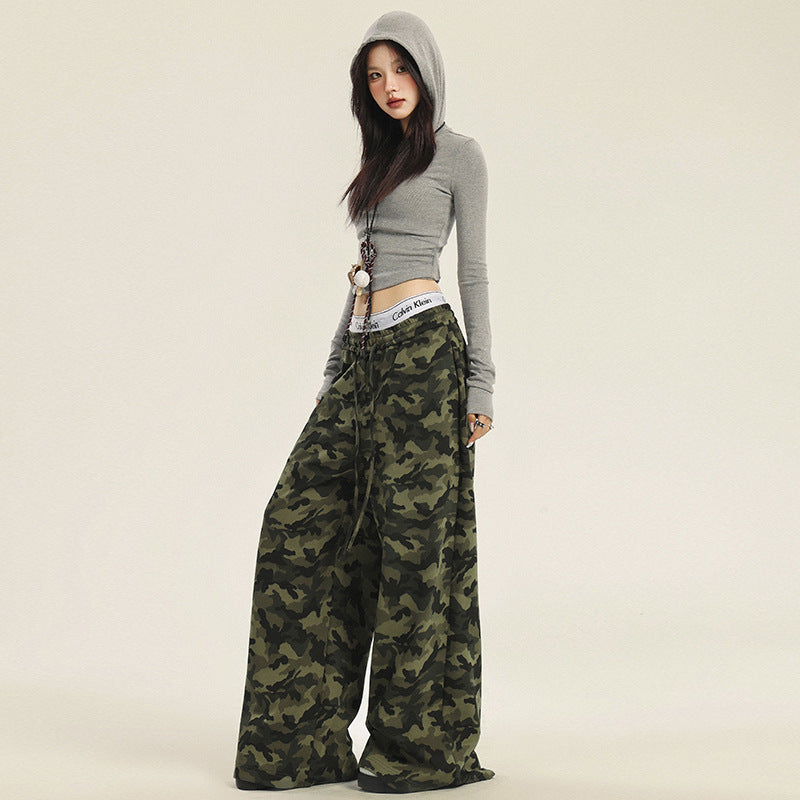 Women's Camouflage Pants Loose Fit Wide Leg Casual Trousers
