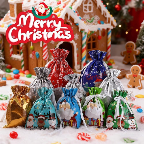 Christmas Drawstring Gift Bags 🎄✨ Cute, Festive & Reusable! 🎁（fb）