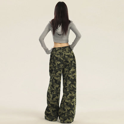 Women's Camouflage Pants Loose Fit Wide Leg Casual Trousers