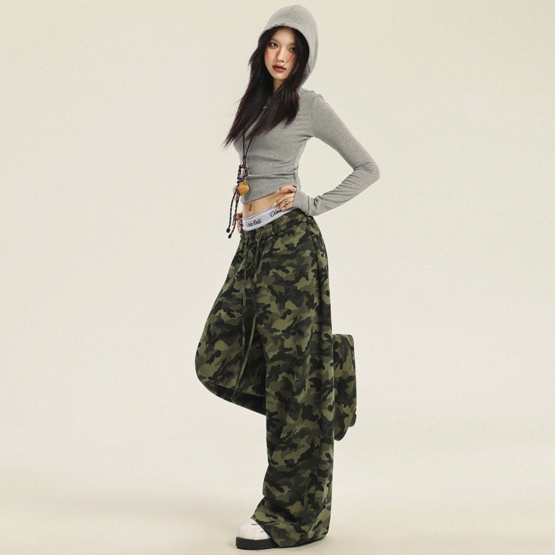 Women's Camouflage Pants Loose Fit Wide Leg Casual Trousers