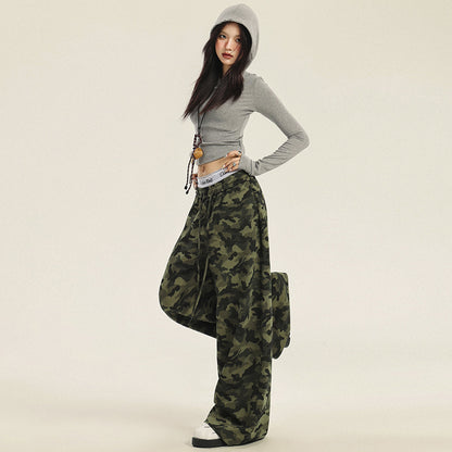 Women's Camouflage Pants Loose Fit Wide Leg Casual Trousers