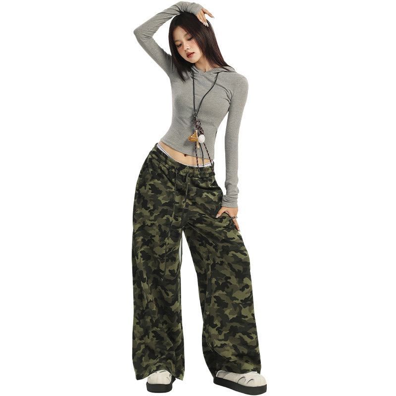 Women's Camouflage Pants Loose Fit Wide Leg Casual Trousers