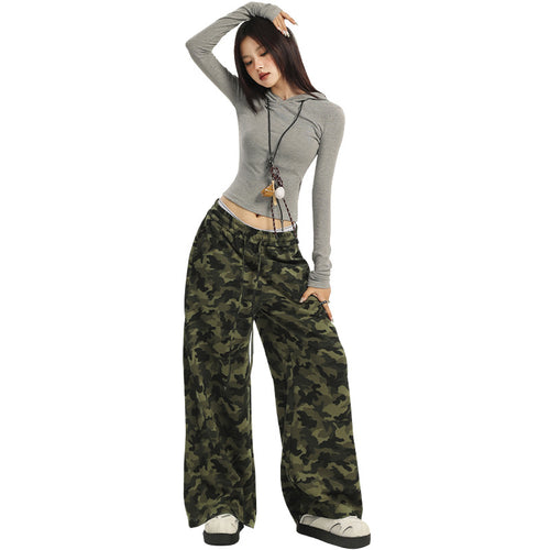 Women's Camouflage Pants Loose Fit Wide Leg Casual Trousers