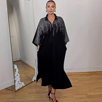 Printed loose fitting women's long sleeved dress