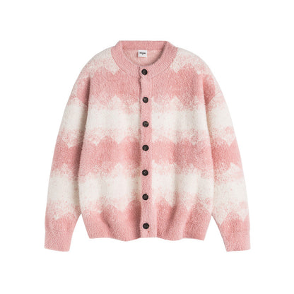 Gradient cardigan sweater men's and women's knitted sweater jacket