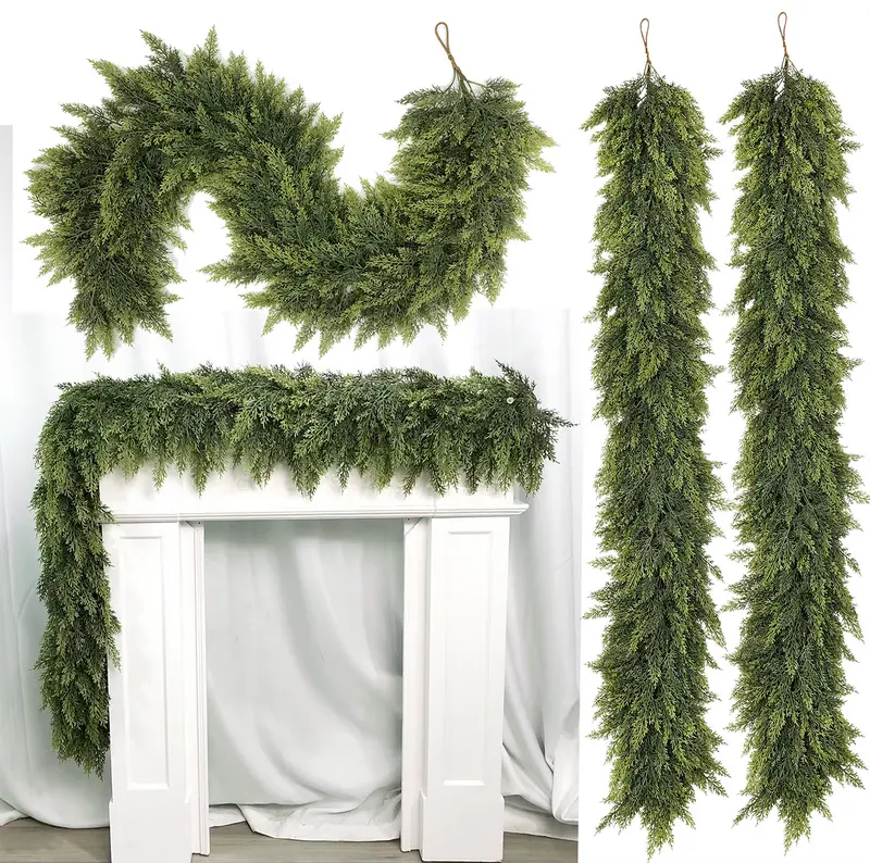 🎄 6FT Artificial Cedar Garland  – Lifelike Greenery for Indoor & Outdoor Xmas Decor（fb）