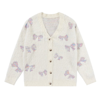 Butterfly jacquard casual cardigan sweater knitted sweater