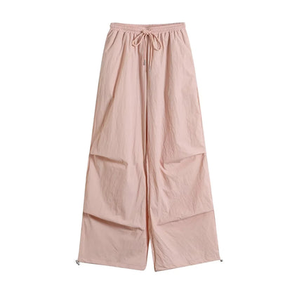Lightweight pleated wide leg work pants