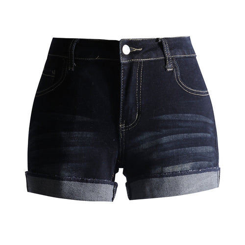 Women's A-line Low-rise Cuffed Denim Shorts for Women