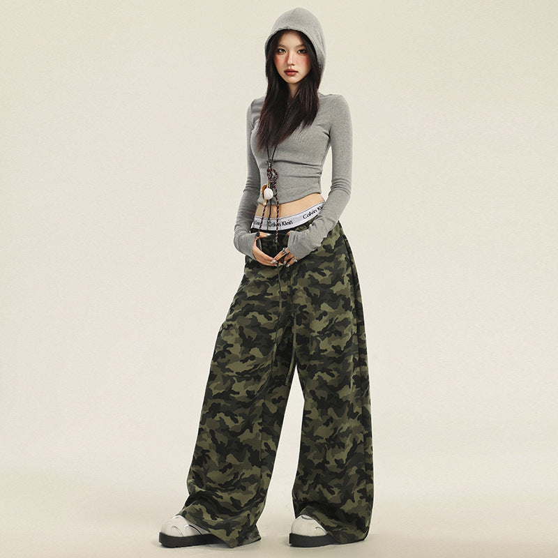Women's Camouflage Pants Loose Fit Wide Leg Casual Trousers