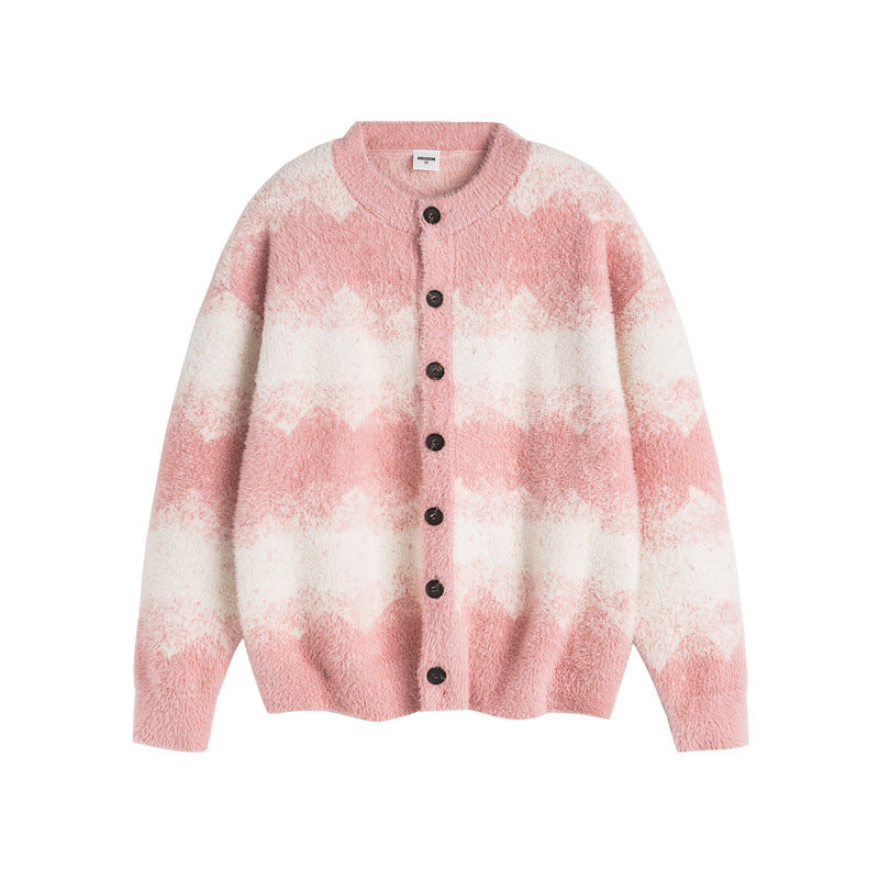 Gradient cardigan sweater men's and women's knitted sweater jacket