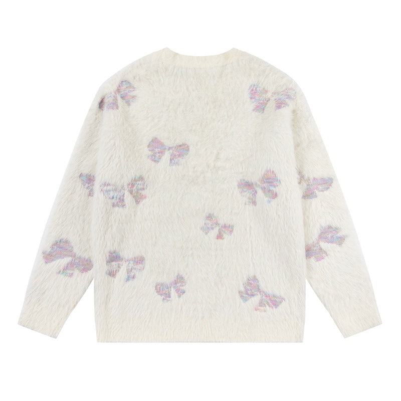 Butterfly jacquard casual cardigan sweater knitted sweater