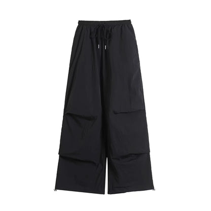Lightweight pleated wide leg work pants
