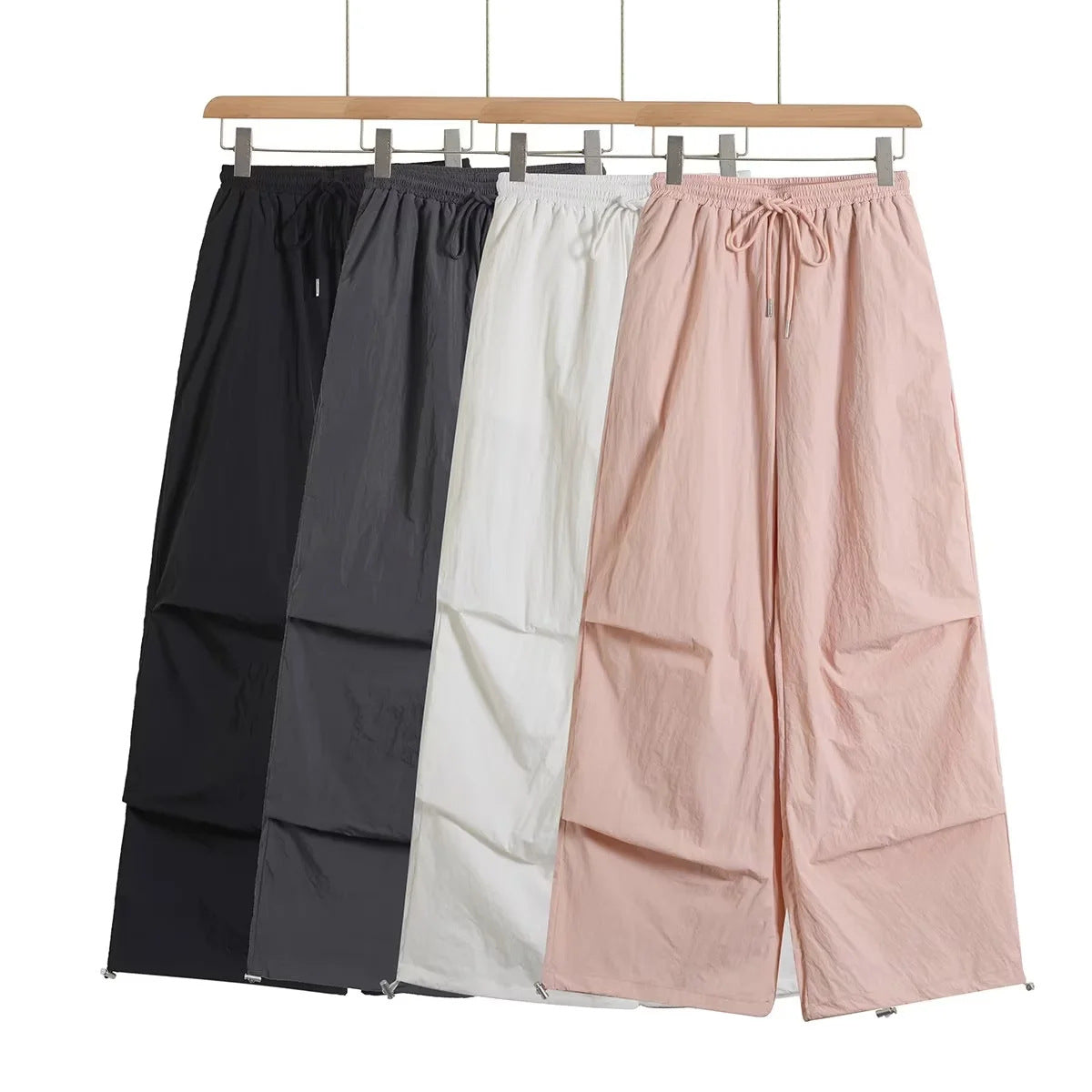 Lightweight pleated wide leg work pants