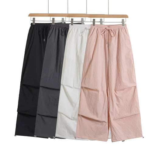 Lightweight pleated wide leg work pants