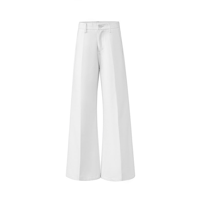 Women's Mid-Waist Flared Suit Pants with Slimming Design Casual Trousers