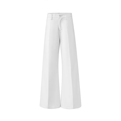 Women's Mid-Waist Flared Suit Pants with Slimming Design Casual Trousers