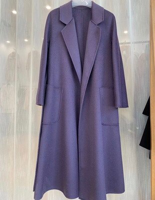 Popular High End Water Ripple Double-Sided Wool Coat Women Long Bathrobe Style Autumn Winter Coat For Female