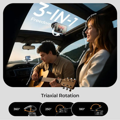 QIAWI ™ SuctionPro 360° Vacuum Car Phone Holder – Compact, Secure & Effortlessly Adjustable