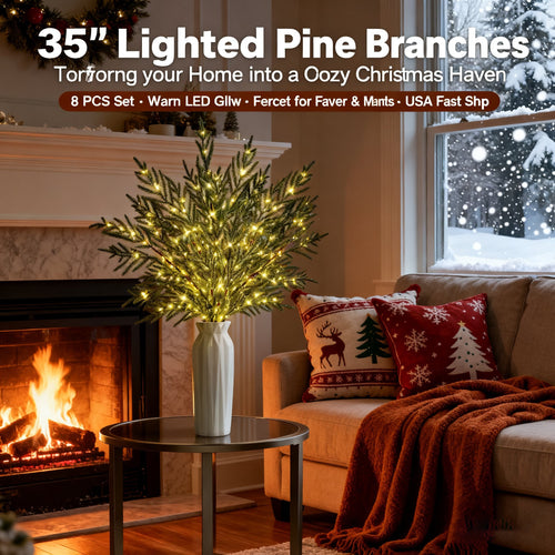 🎄 35" Christmas Lighted Norfolk Pine Branches-3